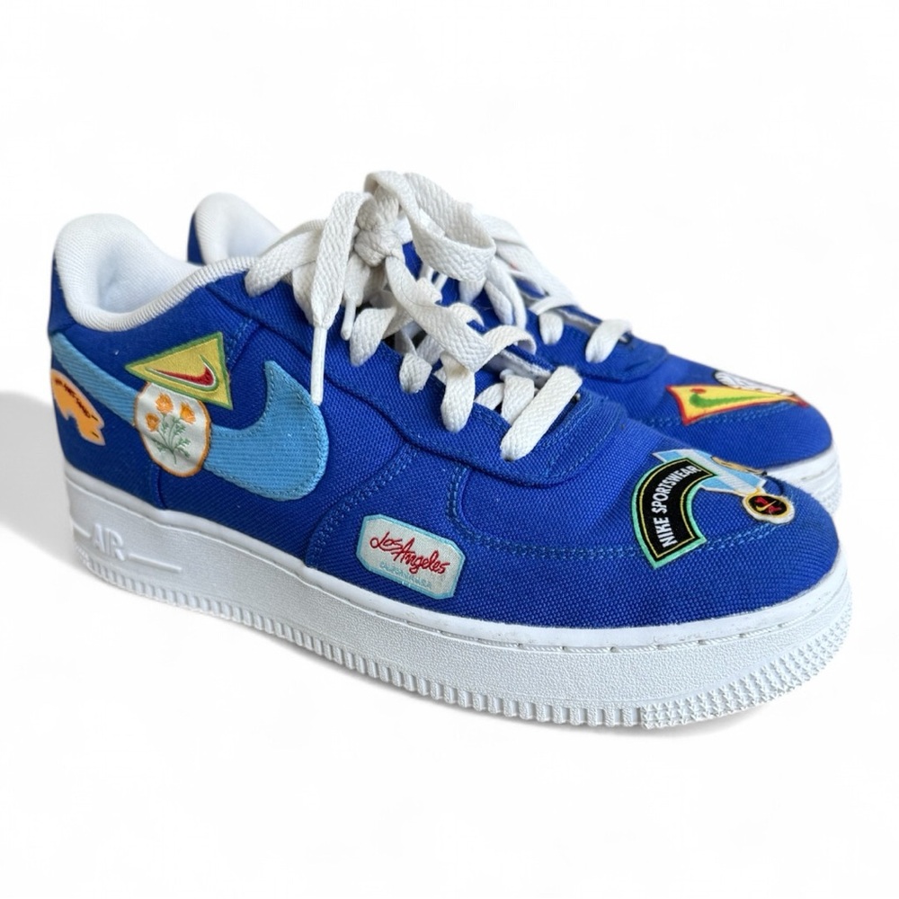 Nike Air Force 1 Patchwork LA Blue Sneakers Size 6Y Youth DX2308-400